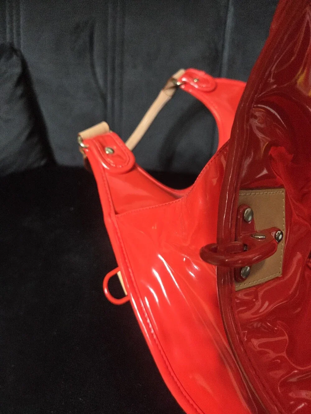 Kate Spade Red Patet Leather Hobo Bag